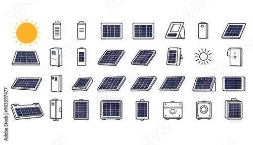 Solar Energy Icons: A Collection of 20 Solar-Powered Devices and Appliances