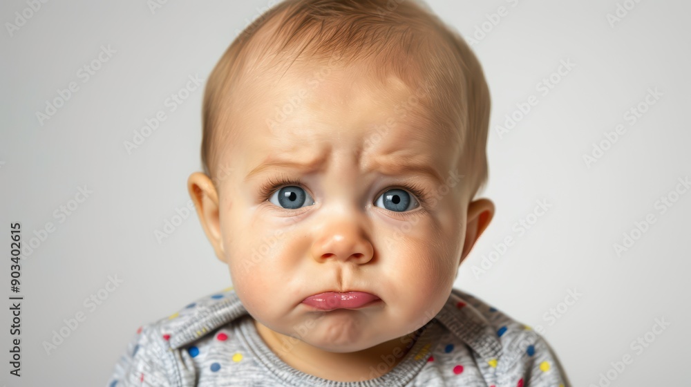 A pouty face baby. A baby with a pouty face after being told 'no' by their parents. A pouty face baby. A baby with a pouty face after being told 'no' by their parents.