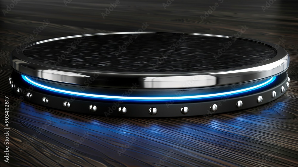 A black and blue light on a wooden surface A black and blue light on a wooden surface