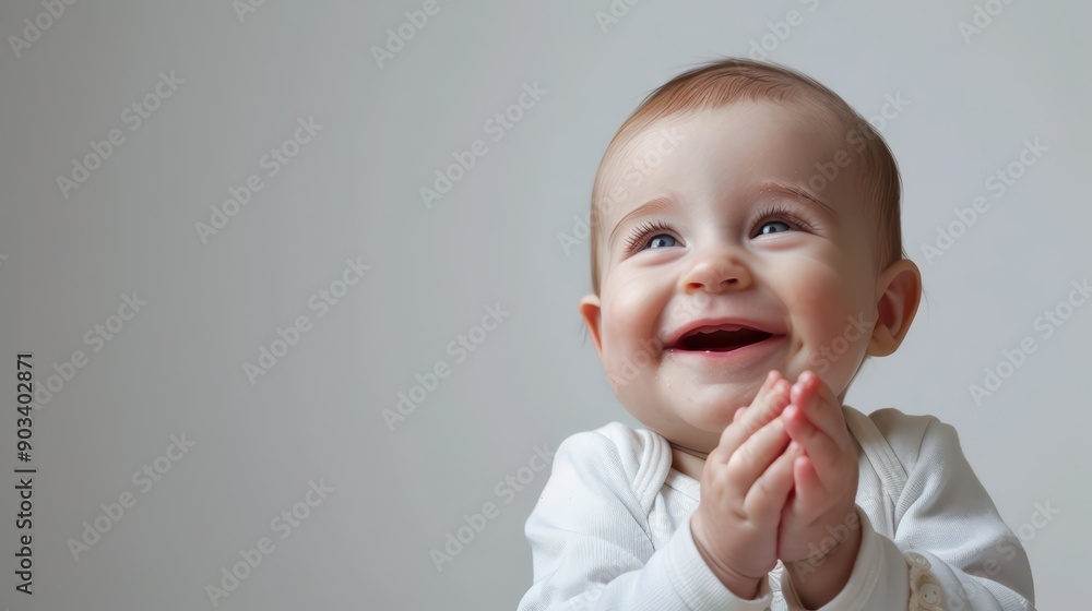 A clapping baby. A joyful baby clapping their hands and smiling brightly. A clapping baby. A joyful baby clapping their hands and smiling brightly.