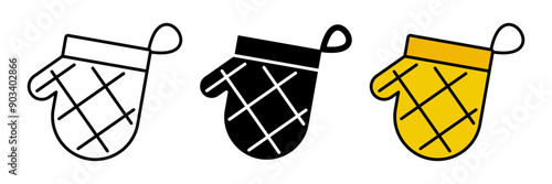 oven mitt icon set. illustration of cooking gloves. modern design