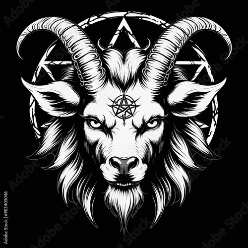 Majestic Horned Creature with Star and Circle Symbols