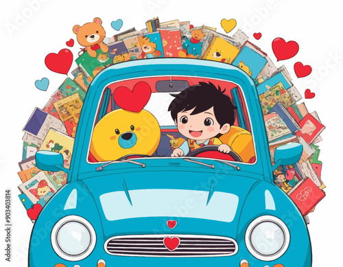 Joyful Children's Book Adventure with Stuffed Animals and Books