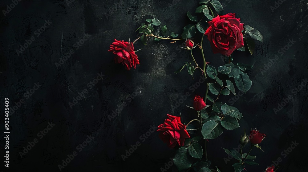 A bunch of red roses on a dark background A bunch of red roses on a dark background