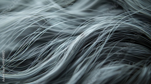 grey hair, showing the texture and natural flow of individual strands