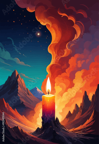 Candlelit Mountainous Sunset