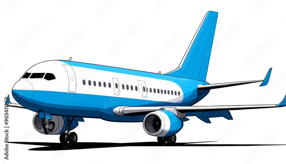 Blue and White Airplane on Runway Blue and White Airplane on Runway