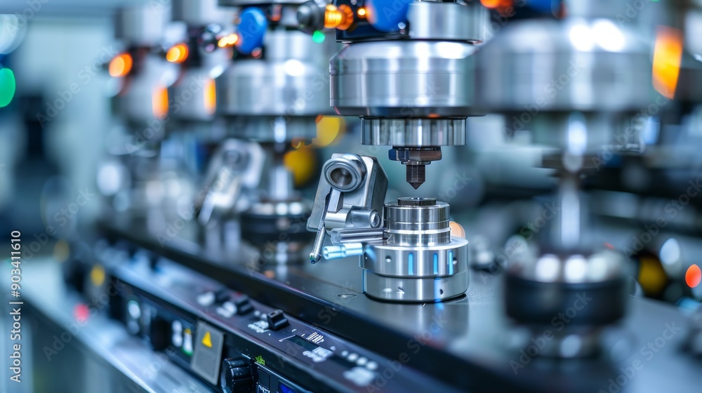 A machine is making a part with a small hole in the middle A machine is making a part with a small hole in the middle