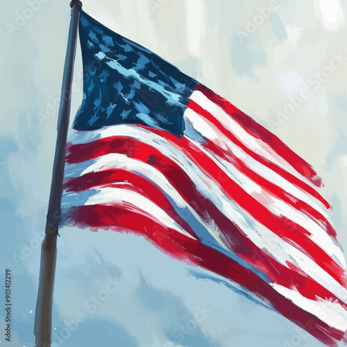 American Flag Waving in the Wind