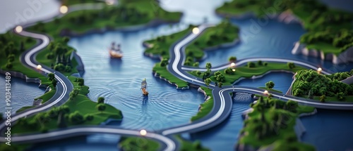 Wallpaper Mural A small town with a river running through it Torontodigital.ca