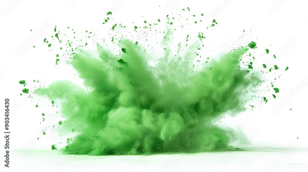 Green Powder Explosion on White Background. Abstract Concept of Colorful Powder Burst Green Powder Explosion on White Background. Abstract Concept of Colorful Powder Burst