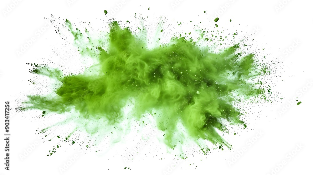 Green Powder Explosion on White Background. Abstract Concept of Colorful Powder Burst Green Powder Explosion on White Background. Abstract Concept of Colorful Powder Burst