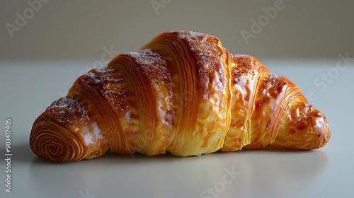 Golden-Brown Croissant Elegance: Studio Close-Up in Photorealism