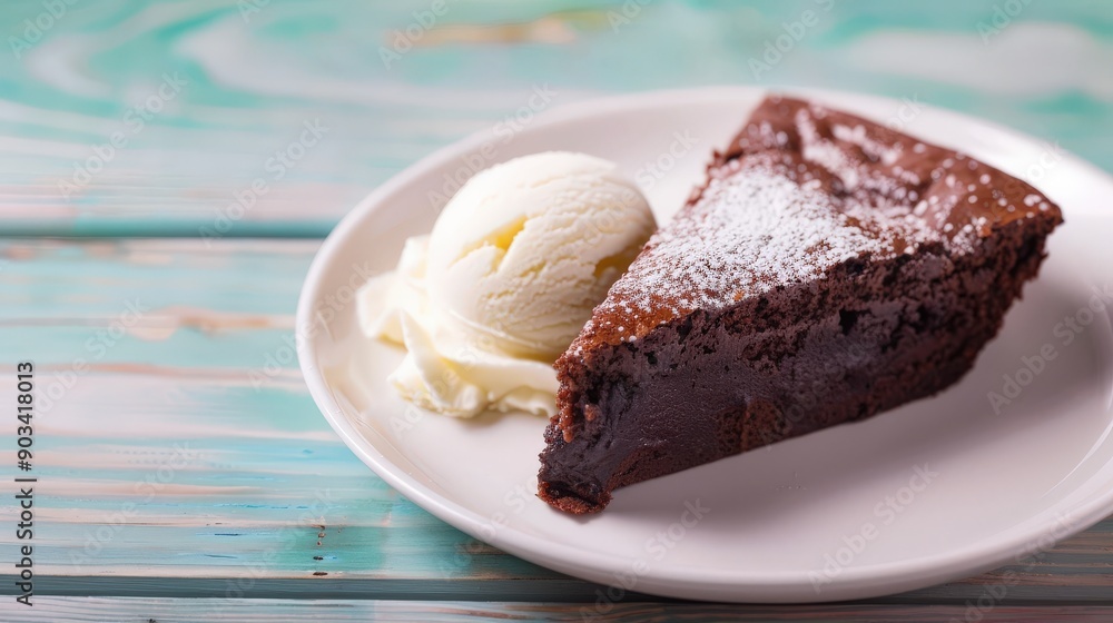 Classic Chocolate Brownie Cake with Vanilla Ice Cream Classic Chocolate Brownie Cake with Vanilla Ice Cream
