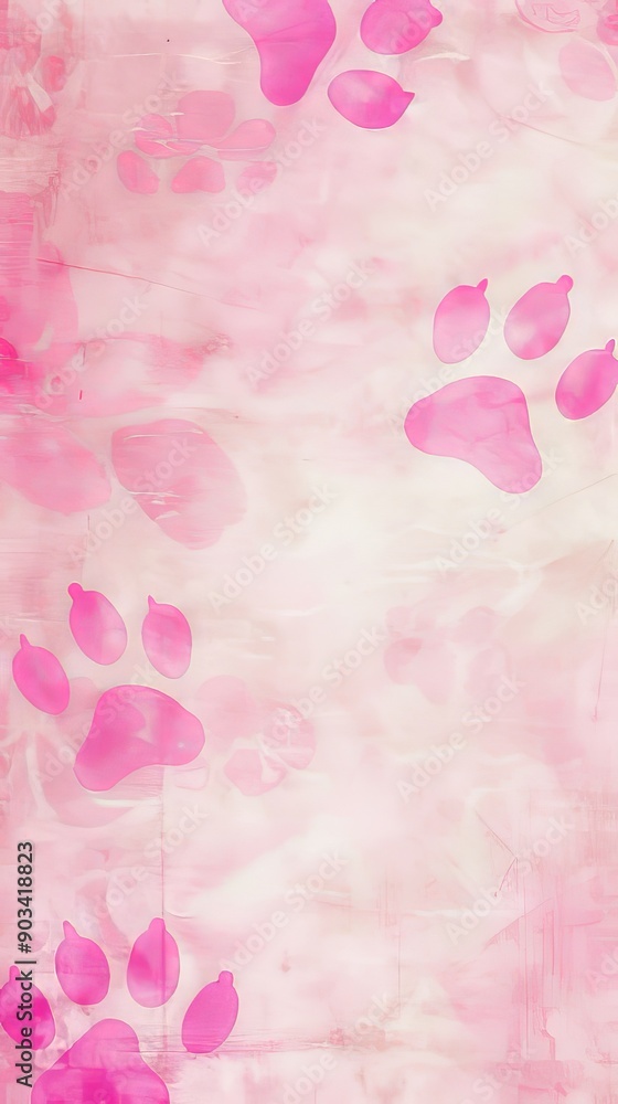 A pink background with a pattern of paw prints A pink background with a pattern of paw prints