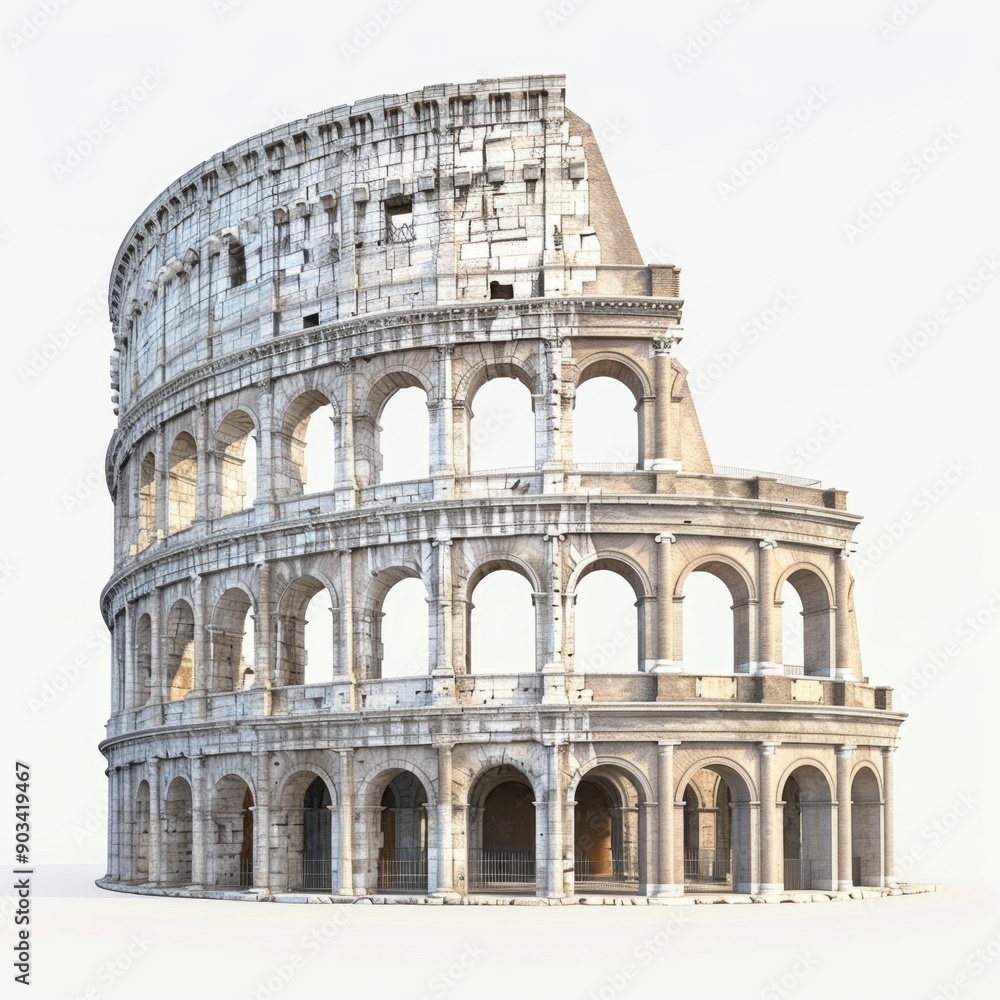 Fototapeta premium 3D colosseum arch isolated on white background