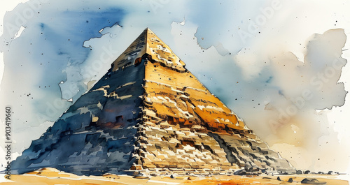 Pyramid watercolor painting