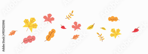 Autumn leaves blown by the wind on a white background vector illustration banner