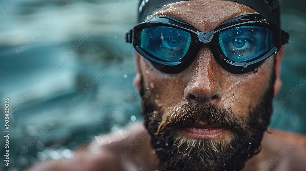 Fototapeta premium Triathlete with a determined look