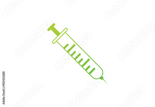 Medical Syringe Injection Logo design Concept, Vector illustration