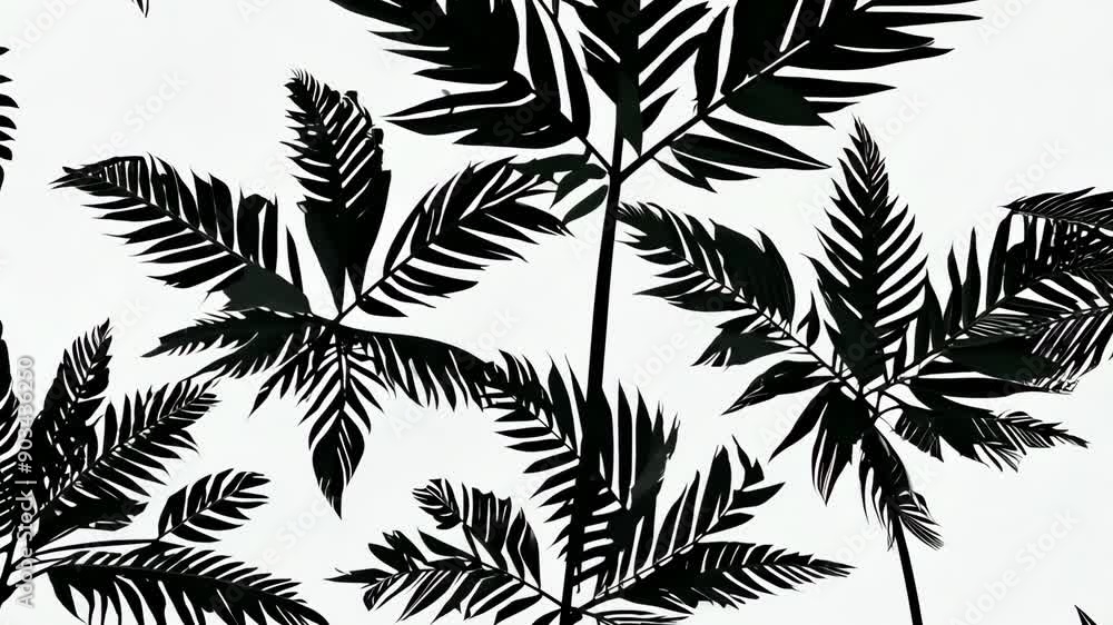 Black and white tropical palm leaves pattern Black and white tropical palm leaves pattern