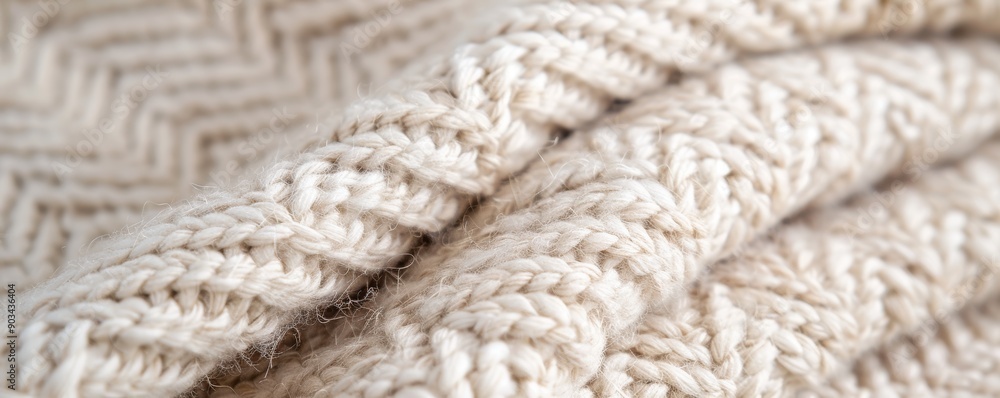 Close-up of a textured, beige knitted blanket with a herringbone pattern, showcasing intricate woven details and a cozy, soft material. Close-up of a textured, beige knitted blanket with a herringbone pattern, showcasing intricate woven details and a cozy, soft material.