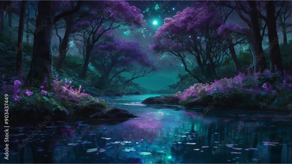Serenity in Blue: Enchanted Forest at Dusk Serenity in Blue: Enchanted Forest at Dusk