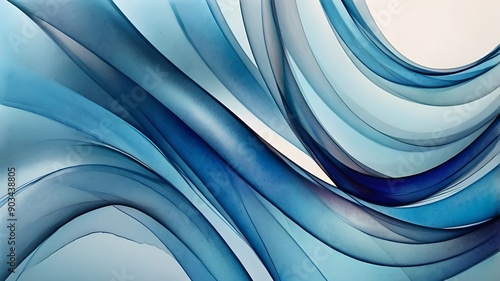 Abstract blue background ,Blue curve design smooth shape by blue color with blurred lines