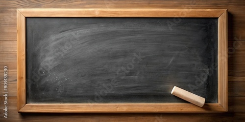 Empty blackboard with chalk dust, eraser, and chalk tray , education, classroom, teaching, blank, school, learning, writing