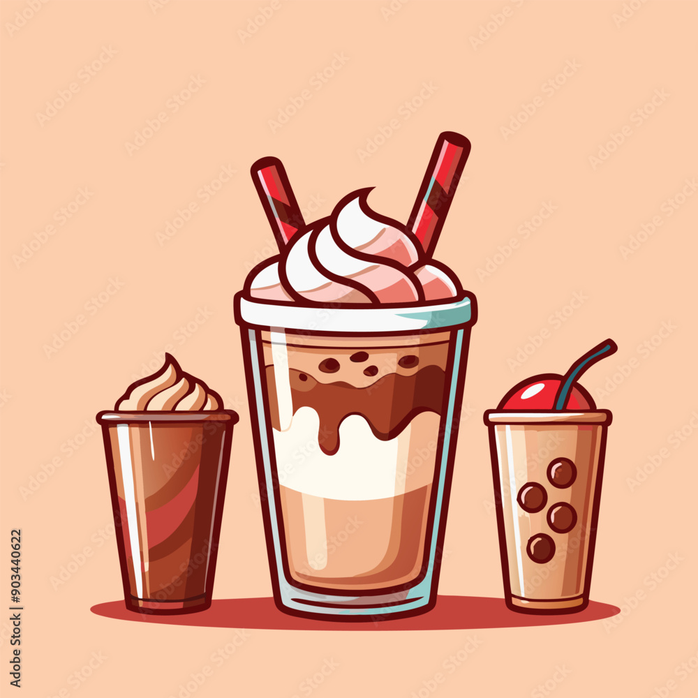 Milkshake with chocolate vector Milkshake with chocolate vector