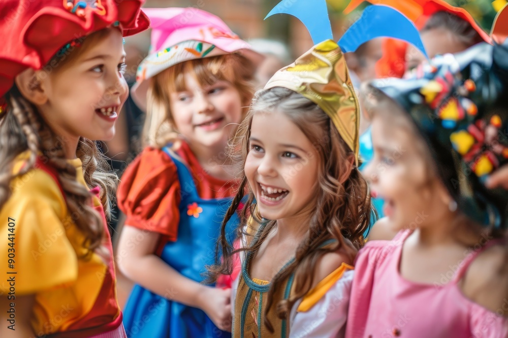 Smiling Children in Colorful Costumes Smiling Children in Colorful Costumes