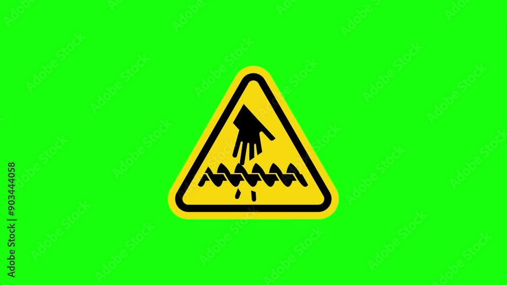 Rotating Warning Sign Iso ISO Triangle Warning Sign: Cutting of Fingers or Hand with Rotating ...