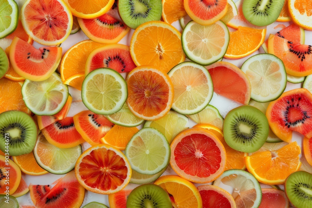 A Colorful Collage of Citrus and Kiwi Fruit Slices A Colorful Collage of Citrus and Kiwi Fruit Slices