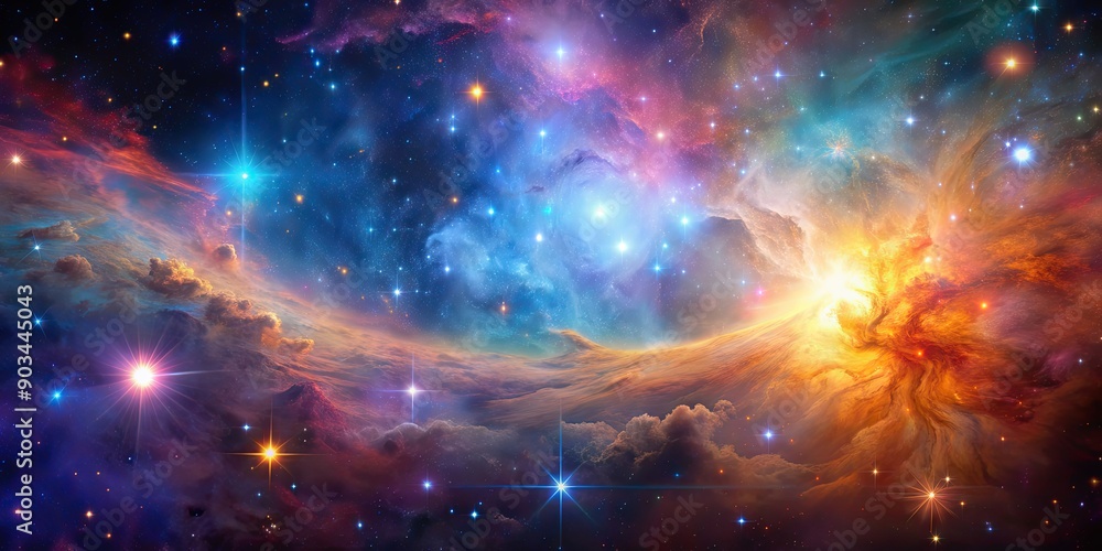 Obraz premium A mesmerizing image of a colorful nebula in deep space surrounded by twinkling stars, stars, nebula, space, astronomy, galaxy