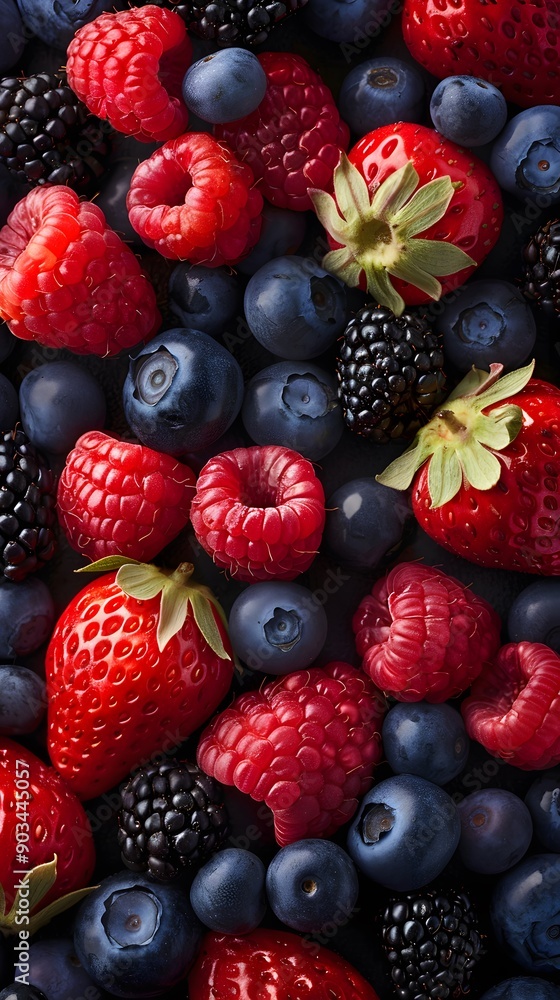 Detailed close-up of assorted fresh berries, highlighting their rich colors and textures. Detailed close-up of assorted fresh berries, highlighting their rich colors and textures.