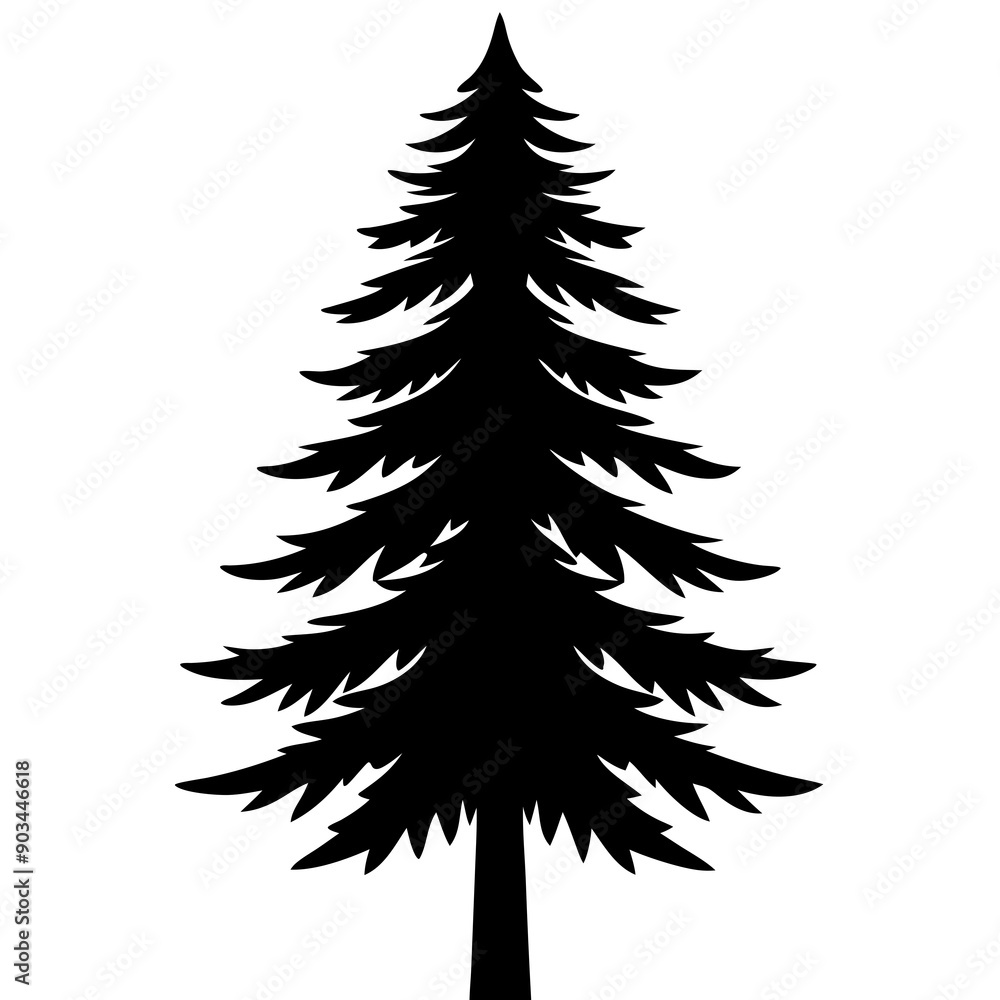Obraz premium Silhouette of a pine tree Douglas spruce vector illustration design