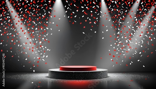 Background black podium stage silver award glitter light 3d platform product 