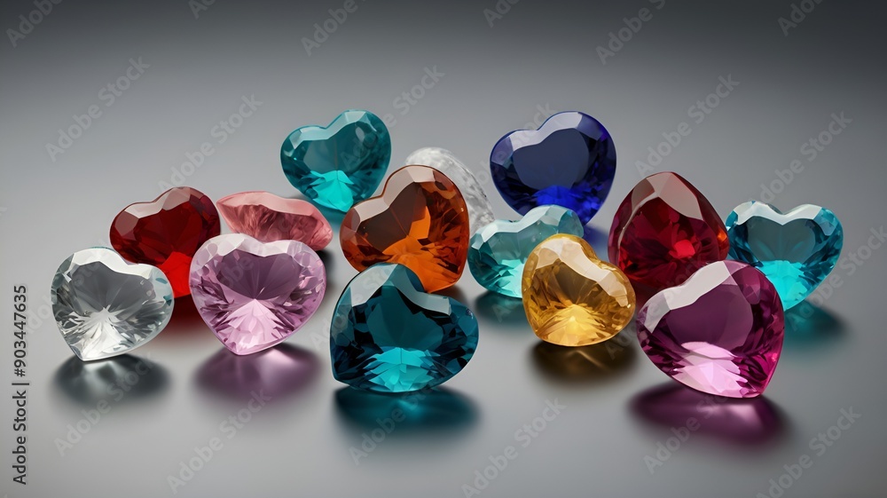 Fototapeta premium Set collection of beautiful realistic heart shape