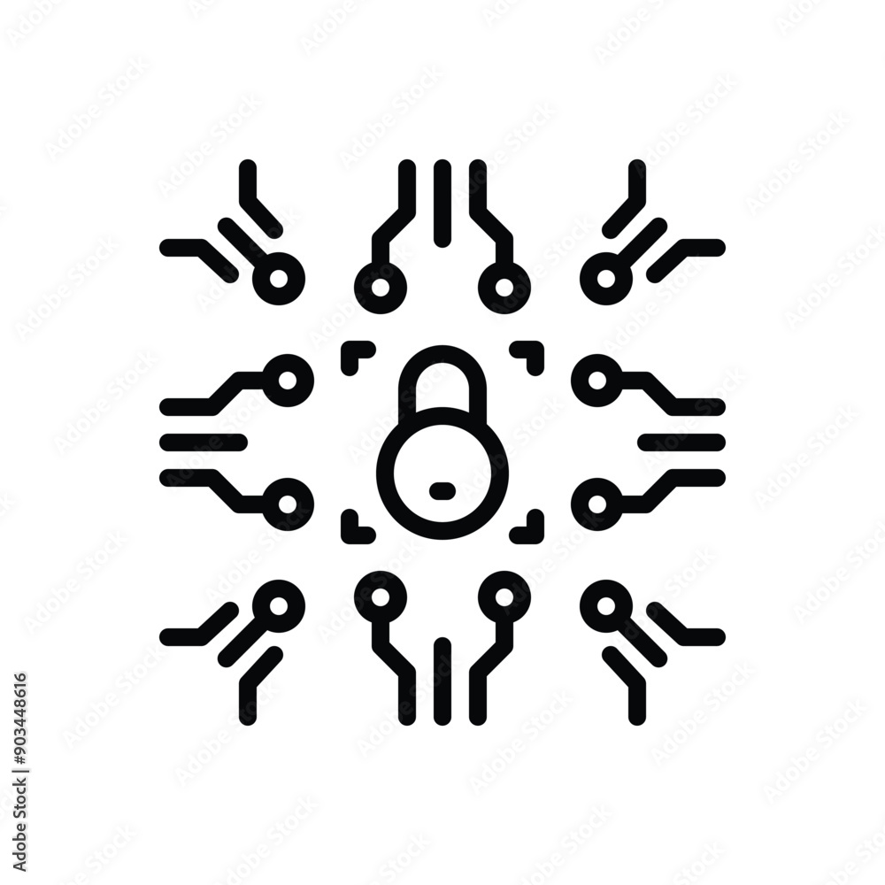 Fototapeta premium Black line icon for cyber security