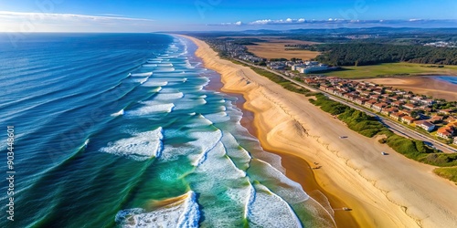 Aerial view of Hossegor/ Seignosse beach in France, aerial view, Hossegor, Seignosse, beach, coastline photo