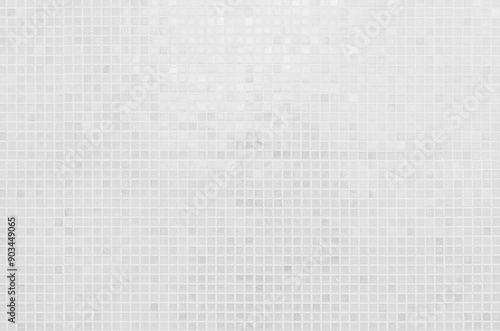 White tile wall background bathroom texture. Ceramic wall and floor tiles mosaic background in bathroom design pattern wallpaper decoration.