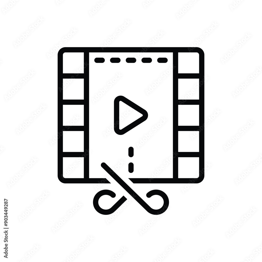 Black line icon for video editing Black line icon for video editing