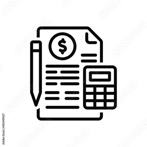 Black line icon for accounting