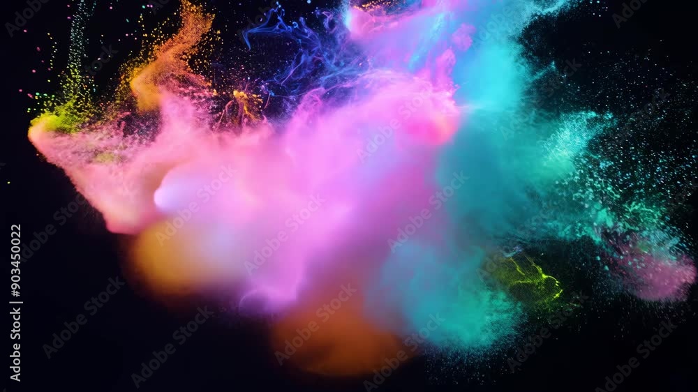 Colorful powder explosion on black background Colorful powder explosion on black background