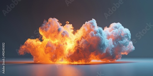 A Large Fluffy Cloud Illuminated by a Bright Orange Glow