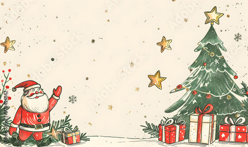 New Year and Christmas card, graphic advertising backgrounds in a doodle 2D illustrator style.
