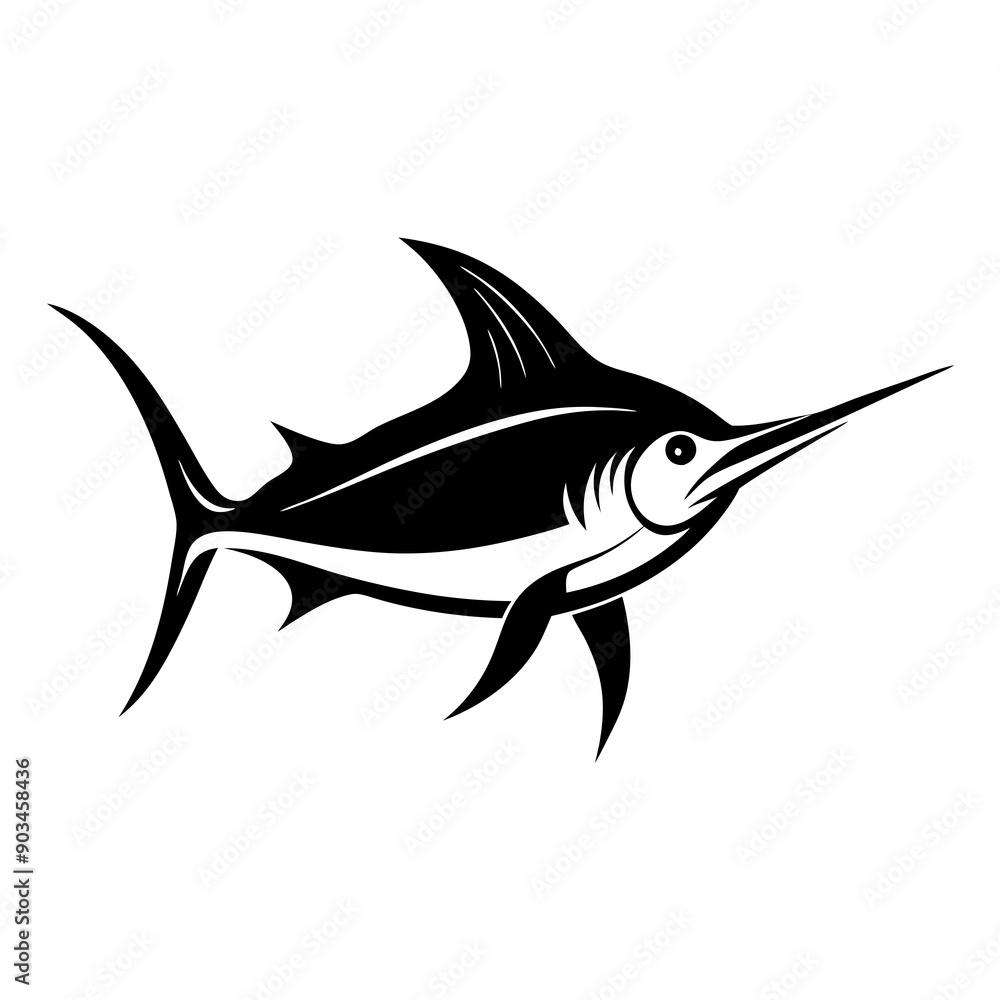 Naklejka premium Silhouette marlin fish logo vector illustration template