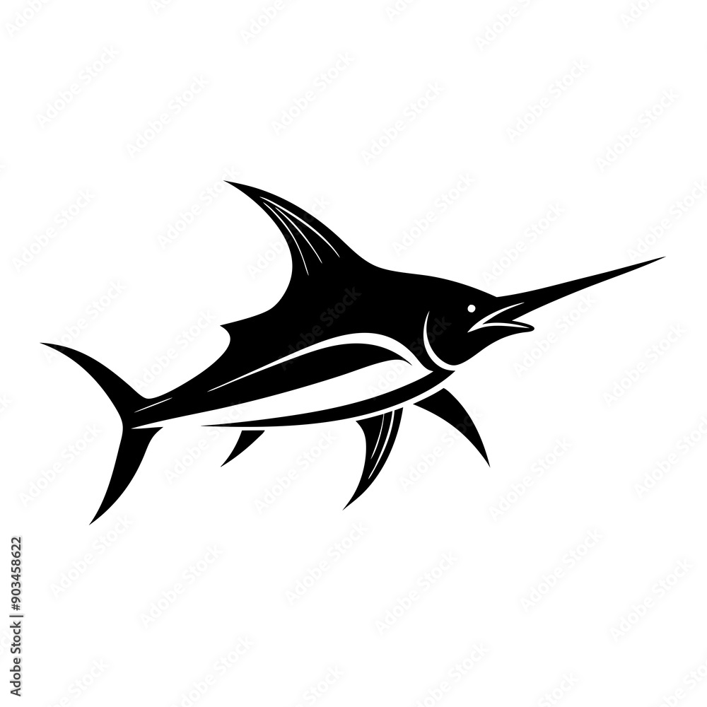Fototapeta premium Silhouette marlin fish logo vector illustration template