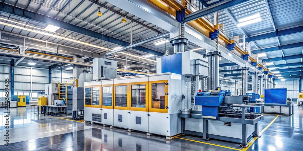 Diecasting machine in a modern high-tech factory setting, manufacturing, industrial, technology, production Diecasting machine in a modern high-tech factory setting, manufacturing, industrial, technology, production