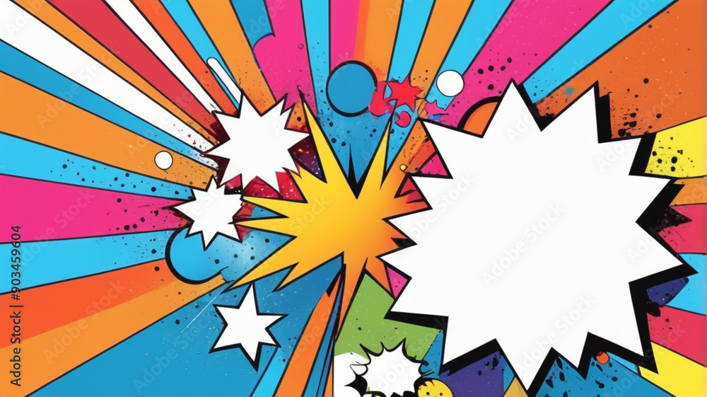 Fototapeta premium Colorful pop art background with white copy space